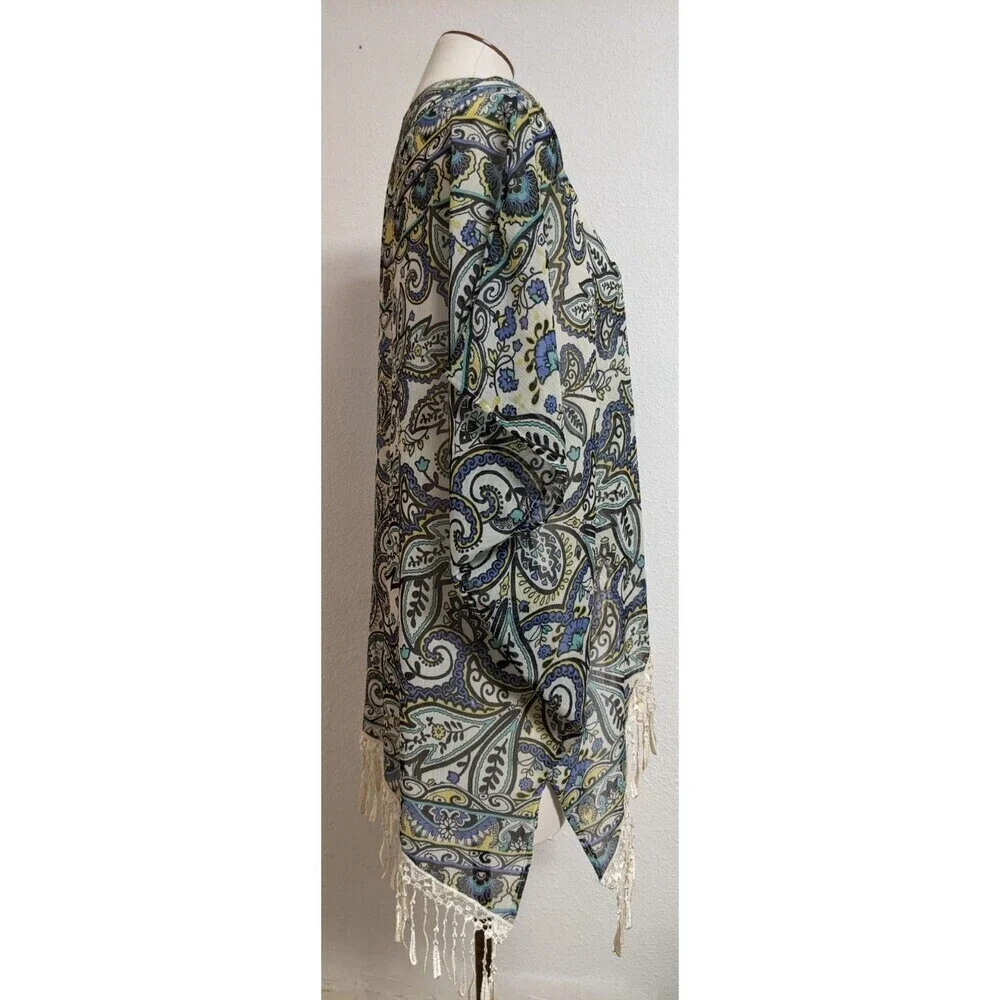 Women's BECCA By Rebecca Virtue Floral Print Crochet Trim Swim Cover M/L - Picture 5 of 8